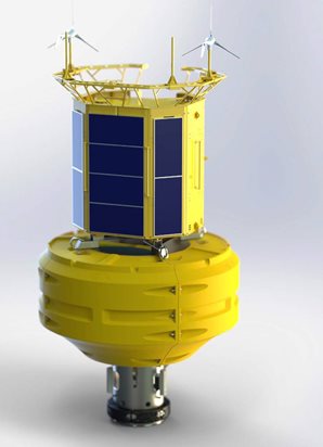 Yellow scientific data buoy - computer generated picture
