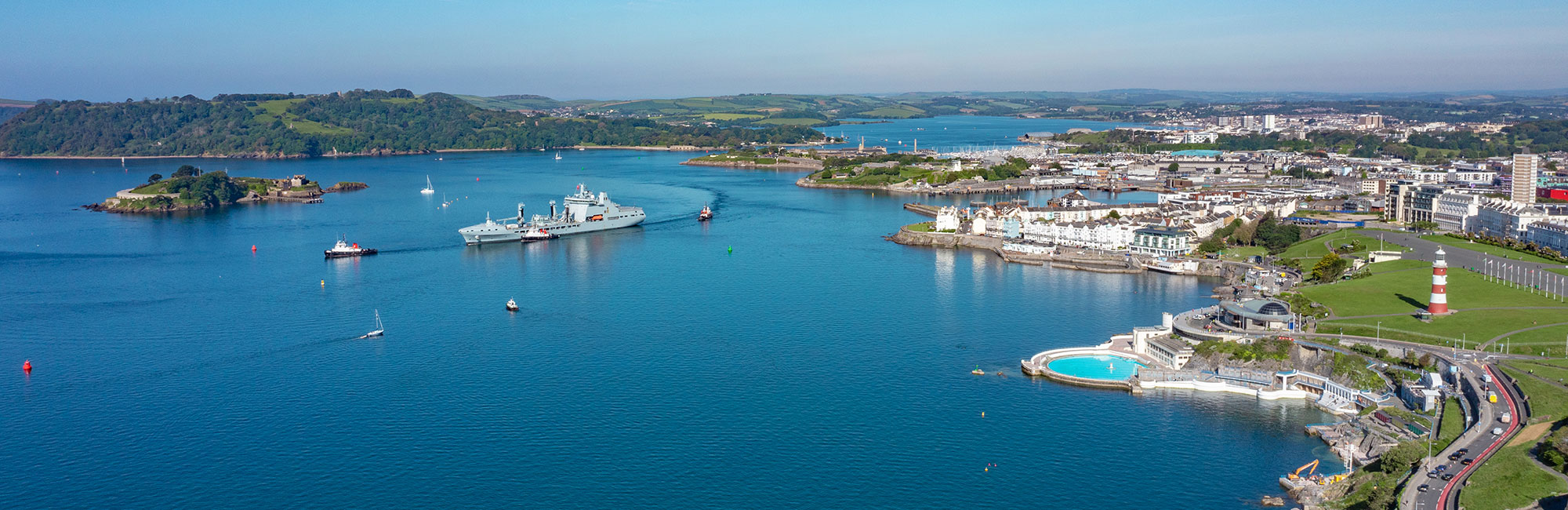 Aerial view of Plymouth Sound and Hoe by Jay Stone